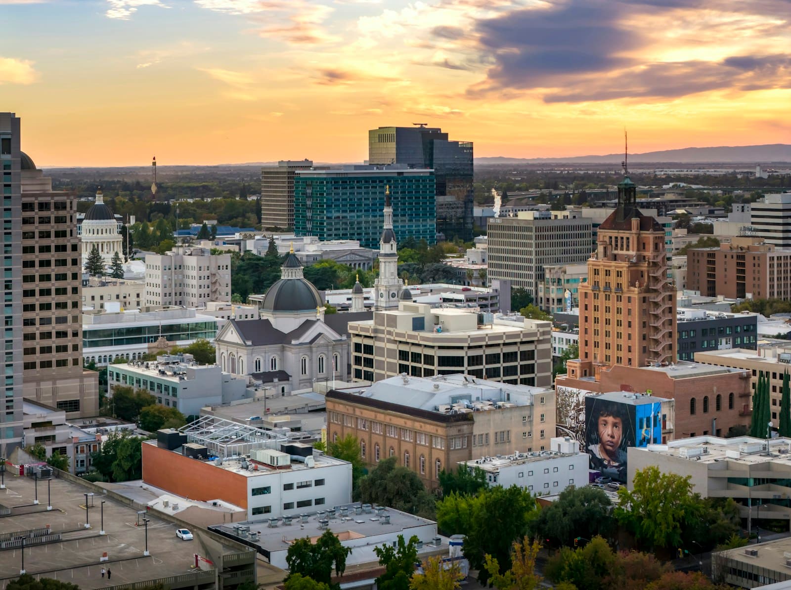Sacramento, California cityscape and street view