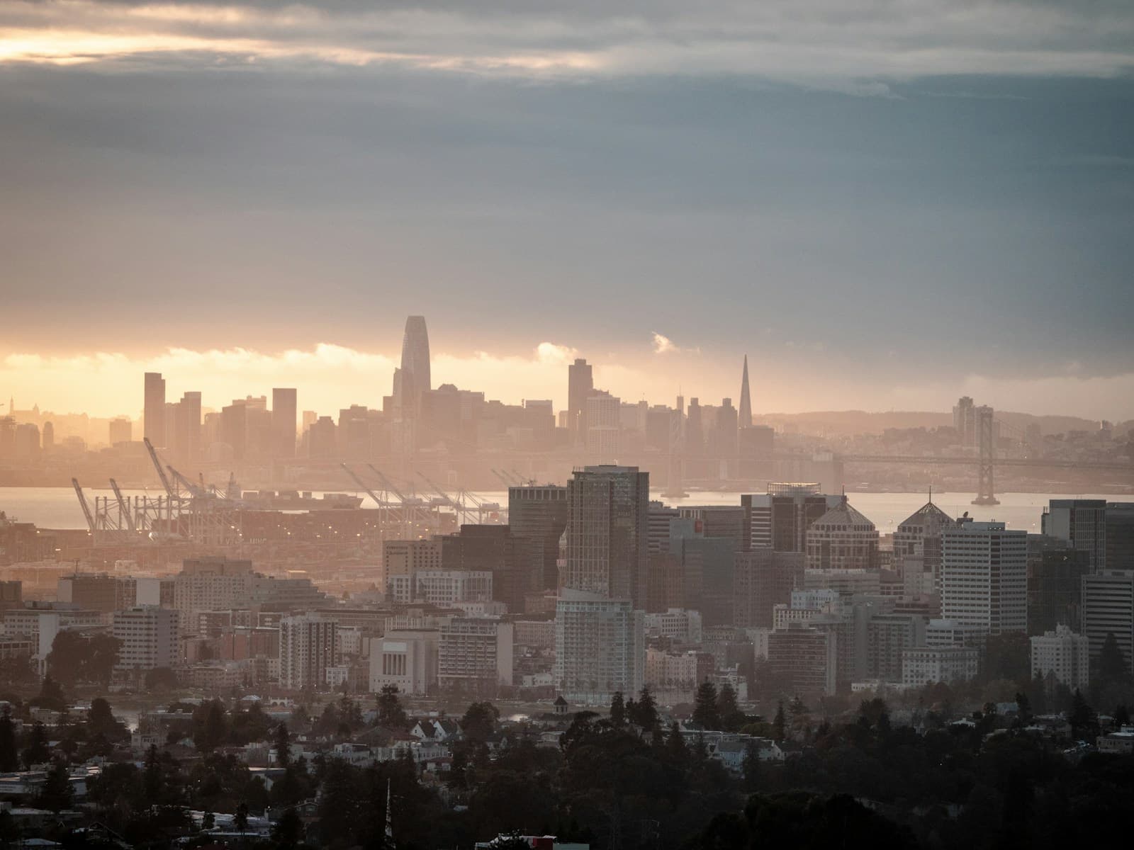 Oakland, California cityscape and street view