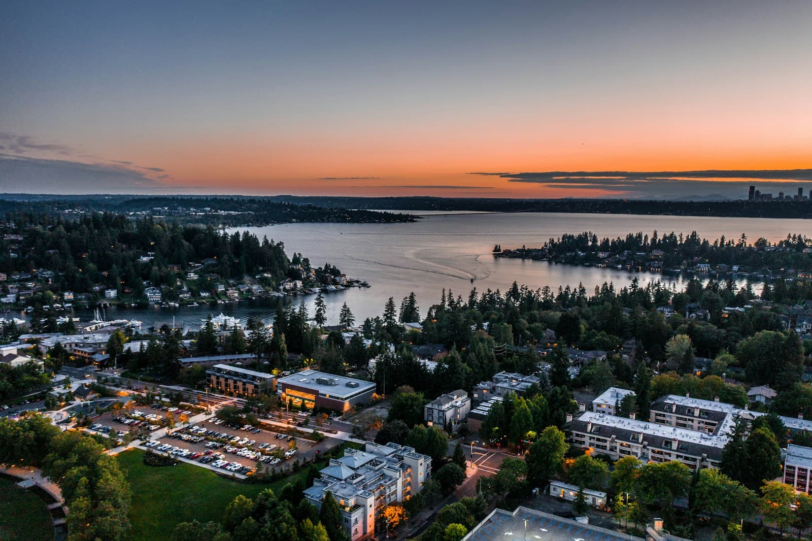 Bellevue, Washington cityscape and street view