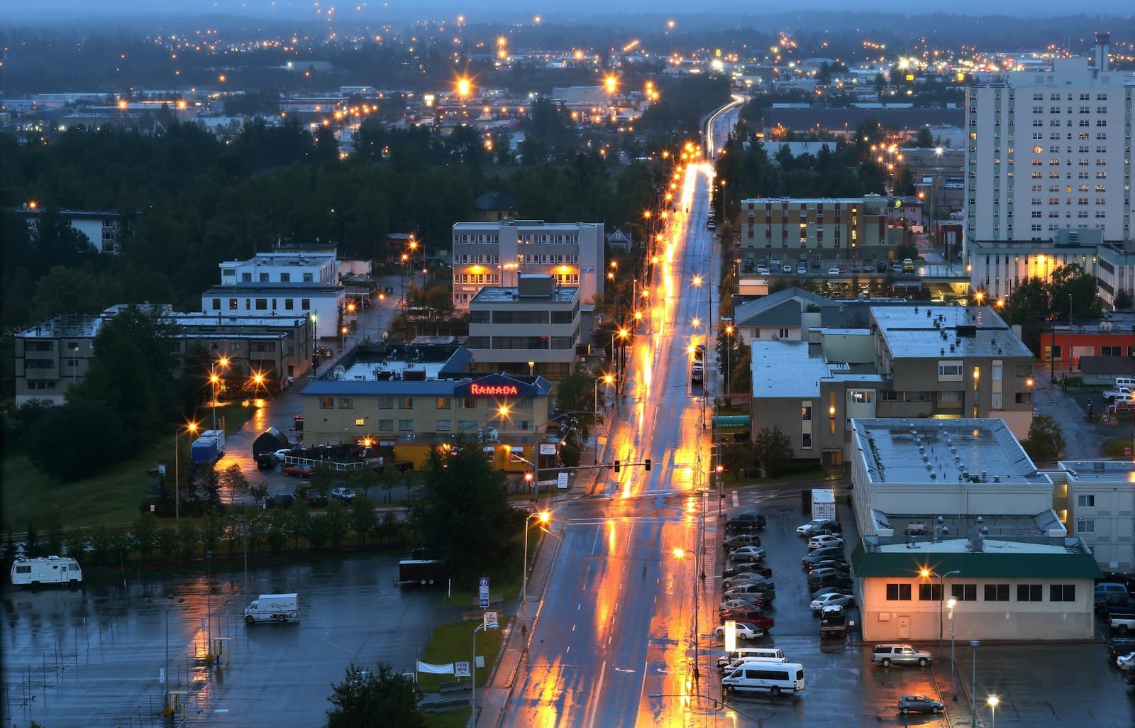Anchorage, Alaska cityscape and street view