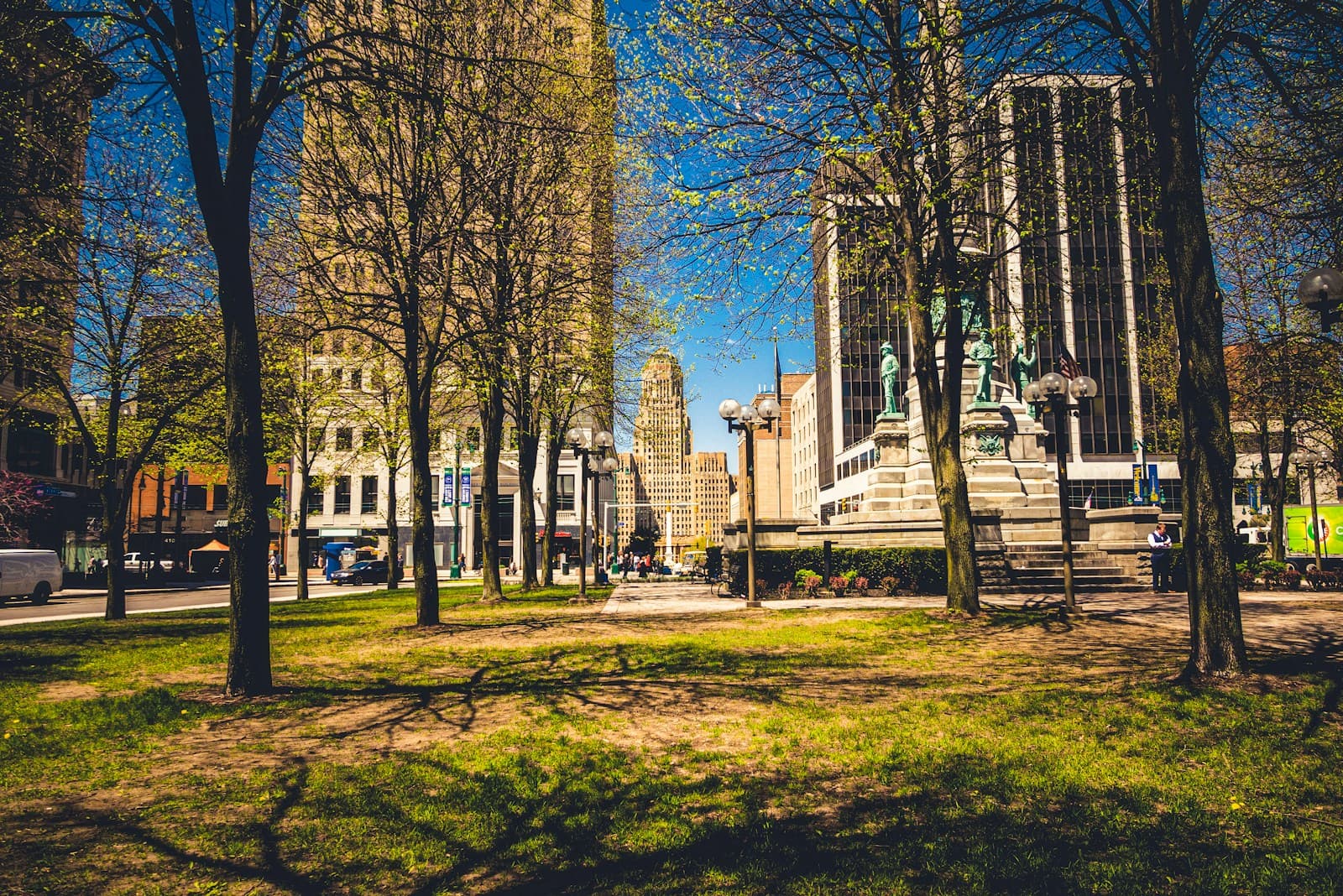 Buffalo, New York cityscape and street view